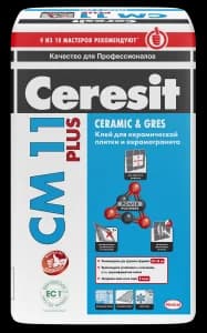 Ceresit СМ 11 Plus клей для крепления керамической плитки для внутренних и наружных работ и для керамогранита для внутренних работ